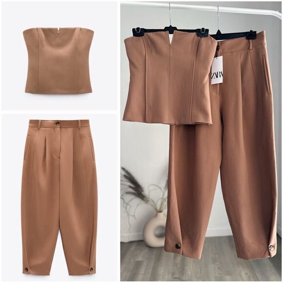 Zara Co-Ord Set Bustier Top And Pants - Picture 1 of 10